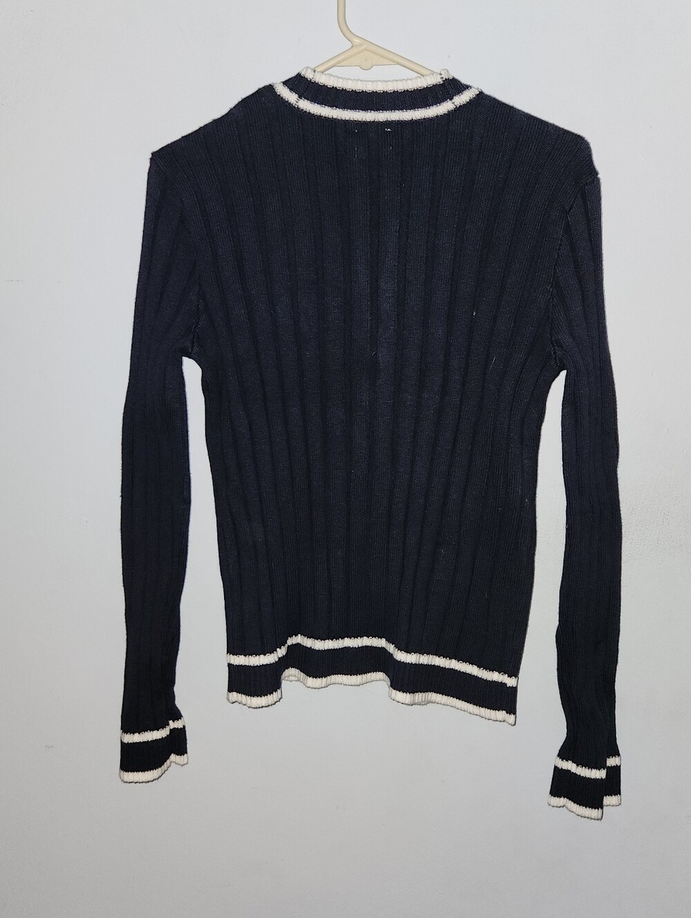 NWT Faherty Varsity Game Set Cardigan S Navy Blue White - Picture 5 of 5